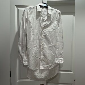 NWT Frank and Eileen Grayson Button Super Soft Shirt White Blue Grid S